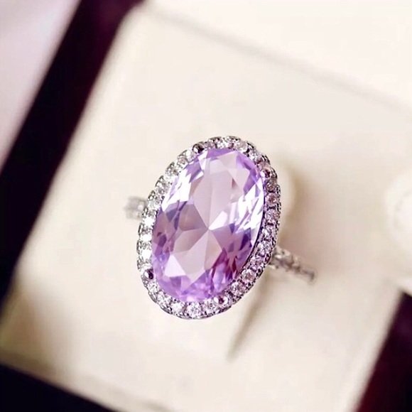 Amethyst Diamond Engagement/Promise Statement Ring - Picture 5 of 5